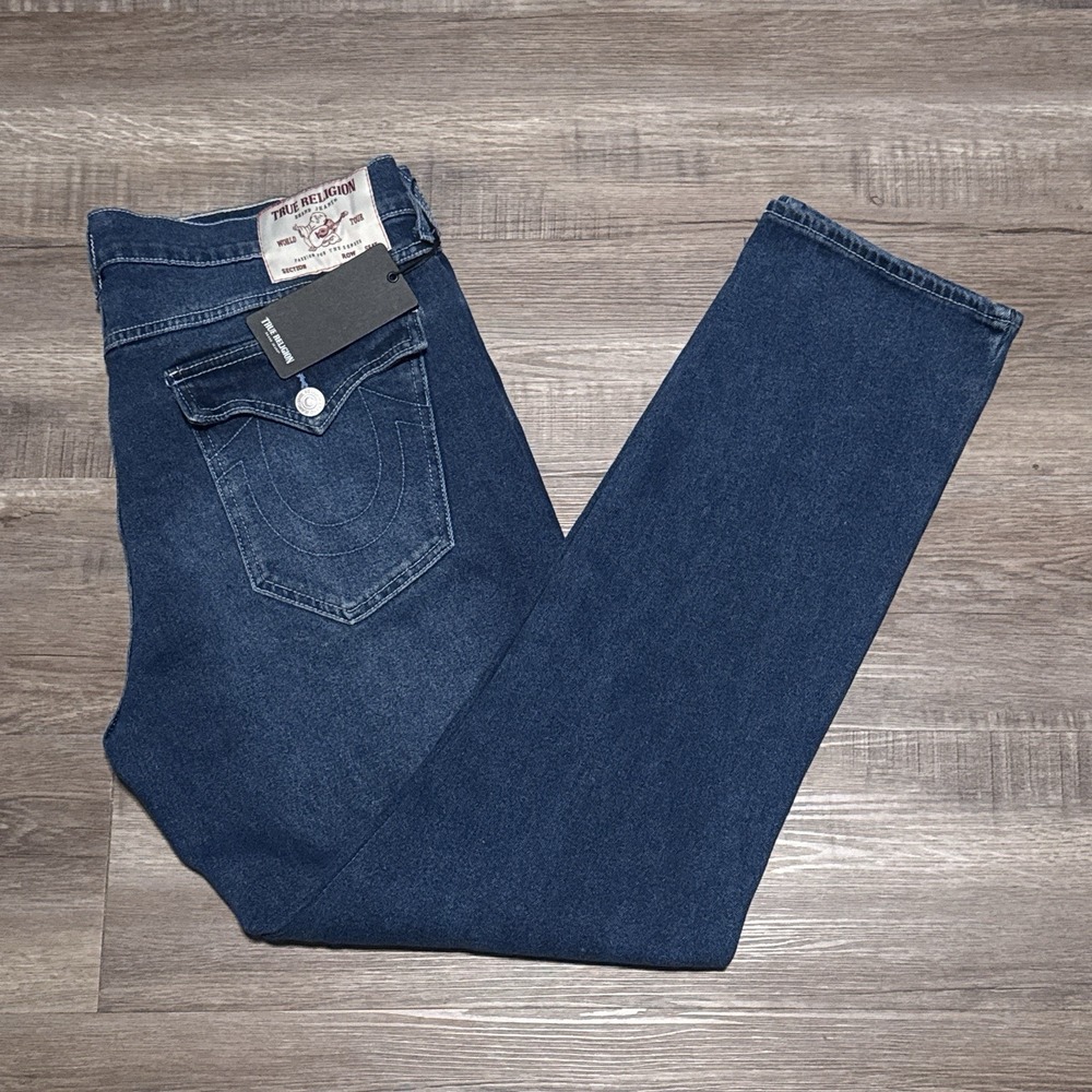 True Religion Geno Relaxed Flap Slim Denim Jeans Mens Size 36x32 Harmonious Wash